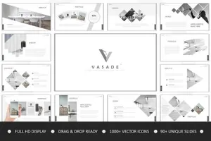 高端时尚的高级灰配色的幻灯片Vasade Minimal Powerpoint