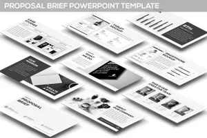 高端简明扼要的时尚高级灰配色幻灯片Brief_Powerpoint_Template