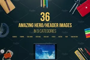 多个巨无霸主题图广告banner样机  HeroHeader images