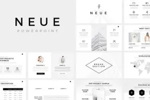 高逼格浅色调PPT模版Neue Minimal PowerPoint Template