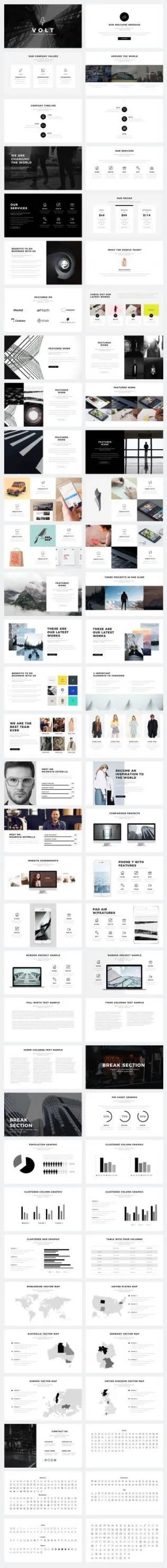 时尚大气的极简PPT模版Volt Minimal PowerPoint Template