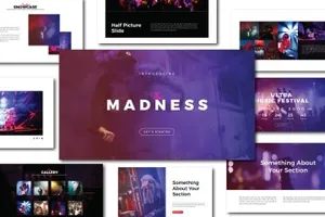 非常适合疯狂狂欢类的幻灯片Madness Keynote Template