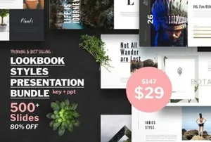 超酷的杂志风格PPT打包Lookbook_Style_Presentation_Bundle