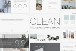杂志风格的创意ppt演示模板Clean - Creative PowerPoint Template