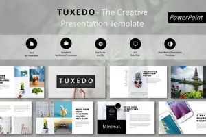 现代的易于编辑的模板Tuxedo Minimal PowerPoint Template