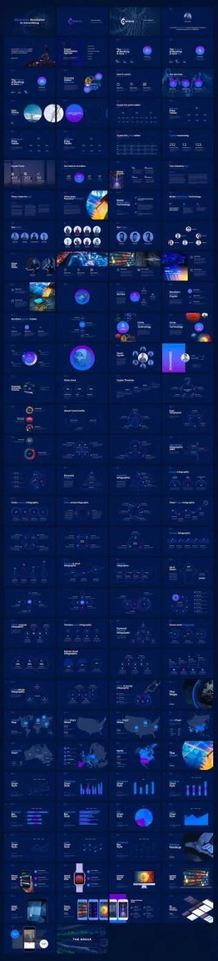 强大的多功能高端配色的大数据幻灯片 CRYPTO Keynote Template