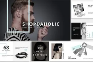 时尚杂志风的ppt模板Shopdaholic Creative Template