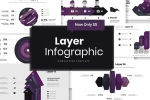 高级配色多功能大数据图表幻灯片 Layer Infographic PowerPoint