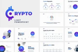 高端强大的多功能大数据幻灯片 CRYPTO Powerpoint Template (Light)