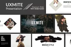 高端时尚的极简主义幻灯片Uxmite Creative Powerpoint