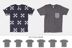 美丽的口袋T恤样机 Bella Canvas  Pocket Tee Mockups