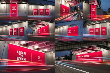 城市桥底/隧道/地铁站/火车站/灯光广告牌样机模版 延时特效动画 Billboard Mock-up