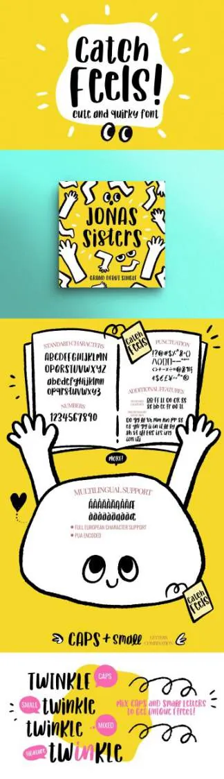 一款精美的手绘古怪有趣的英文字体 Catch Feels - Lovely and Quirky font