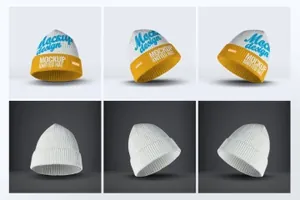 少见的针织毛线帽子服装设计knitted-hat-mock-up