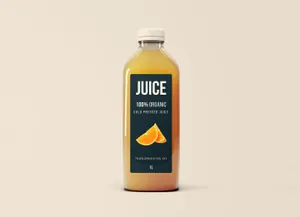高品质的1L果汁包装设计VI样机Big Juice Bottle Mockup