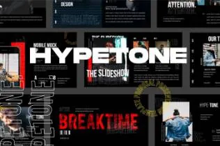 潮时尚酷黑背景Keynote幻灯片模板下载 Hypetone – Keynote