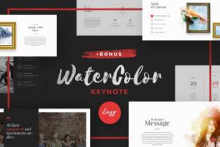 多用途水彩设计风格系列幻灯片模板 WaterColor – Keynote Template