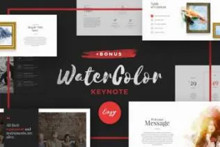 多用途水彩设计风格系列幻灯片模板 WaterColor – Keynote Template