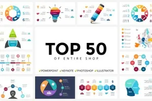信息图表插图幻灯片模板设计素材 Infographics – Shop Best Sellers