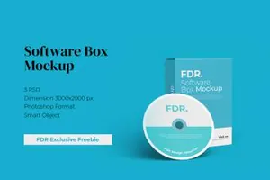 干净整洁的3D软件CD包装盒设计提案样机PSD模板 Free Exclusive
