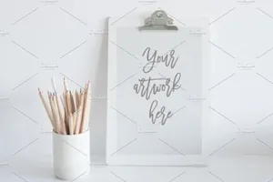 漂亮的书写夹设计样机 Clipboard Mockup Square Format