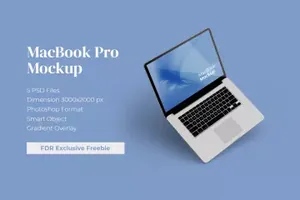 苹果笔记本网页设计提案展示样机PSD模板免费下载 Macbook Pro Fre