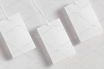 16服装吊牌设计样机1 Clothes label tag blank white