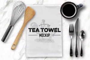 茶具设计展示样机 Tea Dish Towel Mockup