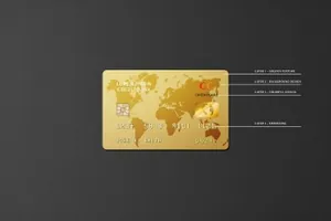金色世界地图模型高分辨率Golden Credit Card Mockup