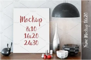 室内无边油画画框样机 Interior Frame Mockup