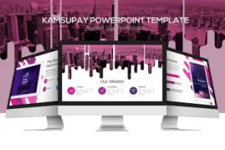 简约时尚的2018流行色配色的幻灯片kamsupay-powerpoint