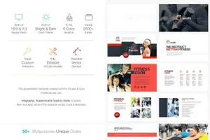 健身主题的模板 Fitness Gym Powerpoint Template