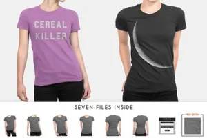 女士T恤纹样设计样机 Women’s T-Shirt Apparel Mockups