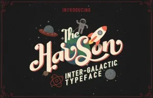 一款创意插画英文字体Harson Inter-Galactic Typeface