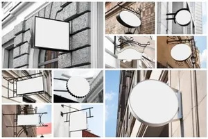 商店店铺招牌设计样机 10 Signs Mockup Restaurant