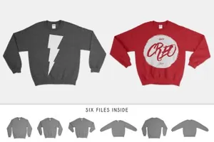 溜肩衫纹样设计展示样机 Gildan 18000 Crew Sweater