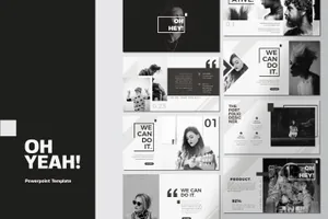 设计师专用黑白ppt模板好看的ppt模板yeah-powerpoint