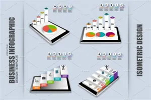 PPT图表素材模板 Isometric 3D Business Infographic