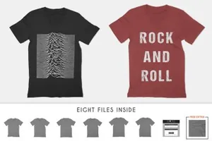 V领T恤纹样设计样机 V-Neck T-Shirt Apparel Mockups