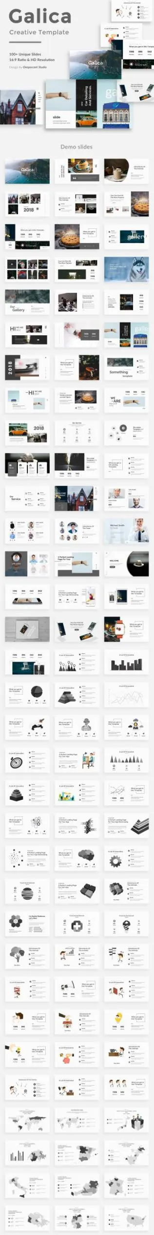 极简独特创意的ppt模板 Galica Creative Powerpoint Template
