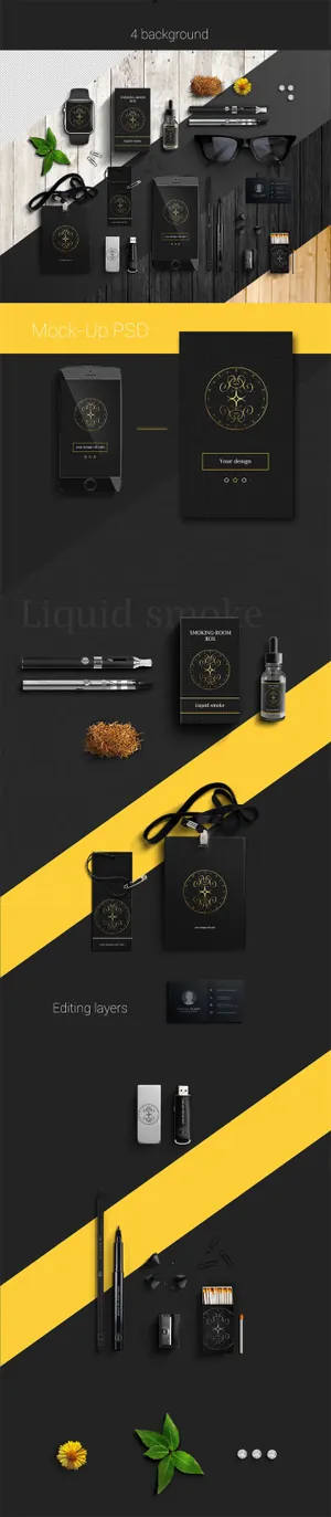 4种背景底纹的高品质品牌VIS模型Business_Mock-Up black_Corporate