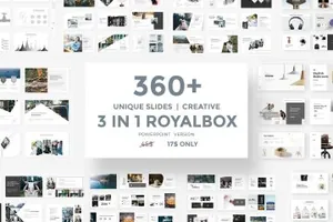 创意极简的3合1高端ppt模板 RoyalBox Bundle Powerpoint