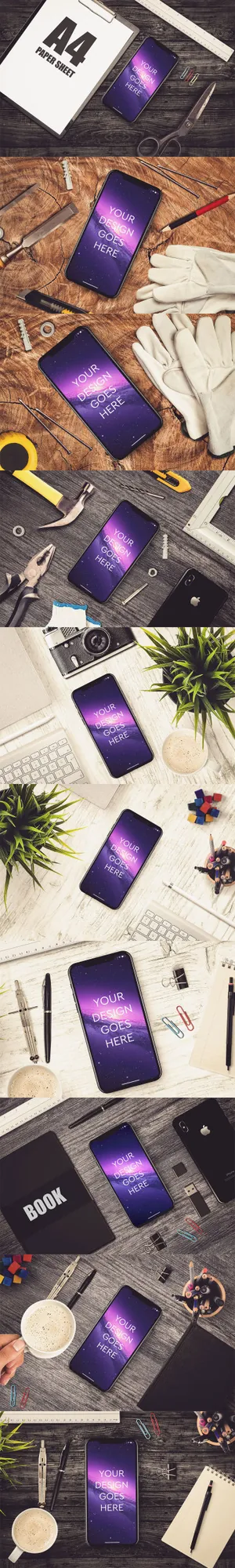 10个高品质的iPhone X样机展示模型iPhone_X_10_PSD_Pack