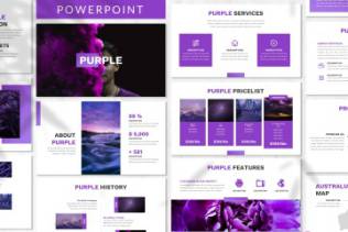紫色配色风格企业宣讲会公司介绍ppt模板 Purple – Business Powerpoint