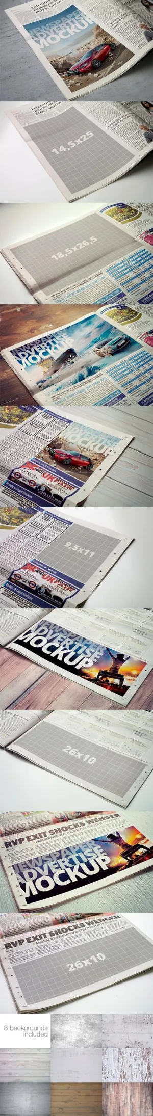 高端报纸广告样机展示模型Newspaper Advertise Mockup