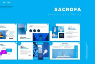 蓝色多功能演示业务个人品牌信息图画廊作品集幻灯片