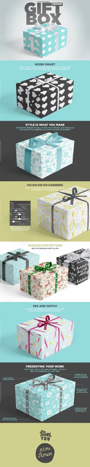 高品质的新年圣诞礼品盒样机展示模型Gift box mockup