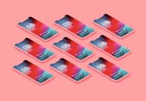 iPhone X Clay Isometric - Left 苹果白模等距透视角度 APP手机网页贴图展示PSD样...