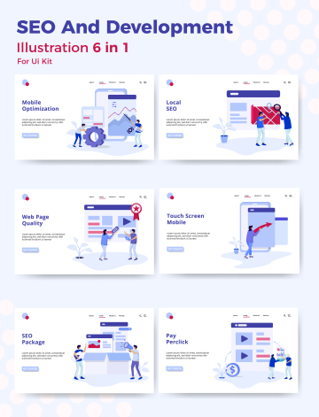 SEO网站优化服务业务发展落地页Web矢量素材 SEO An