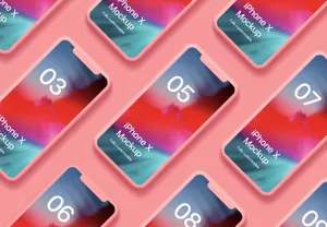 iPhone X Clay Front Isometric苹果白模等距透视角度 APP手机网页贴图展示PSD样机模版